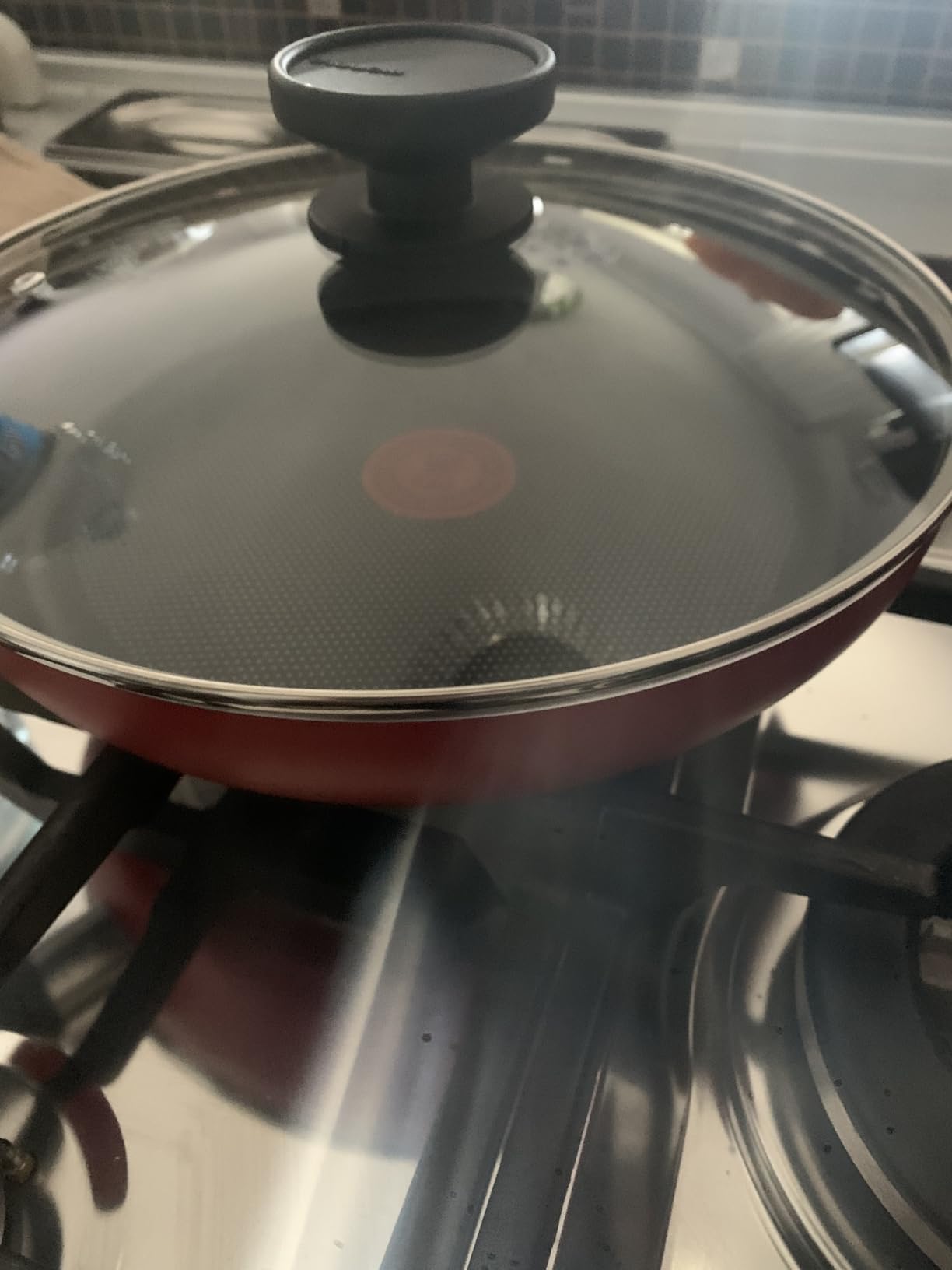 ALLUFLON Coperchio Vetro Bordo Inox 24 cm con Valvola