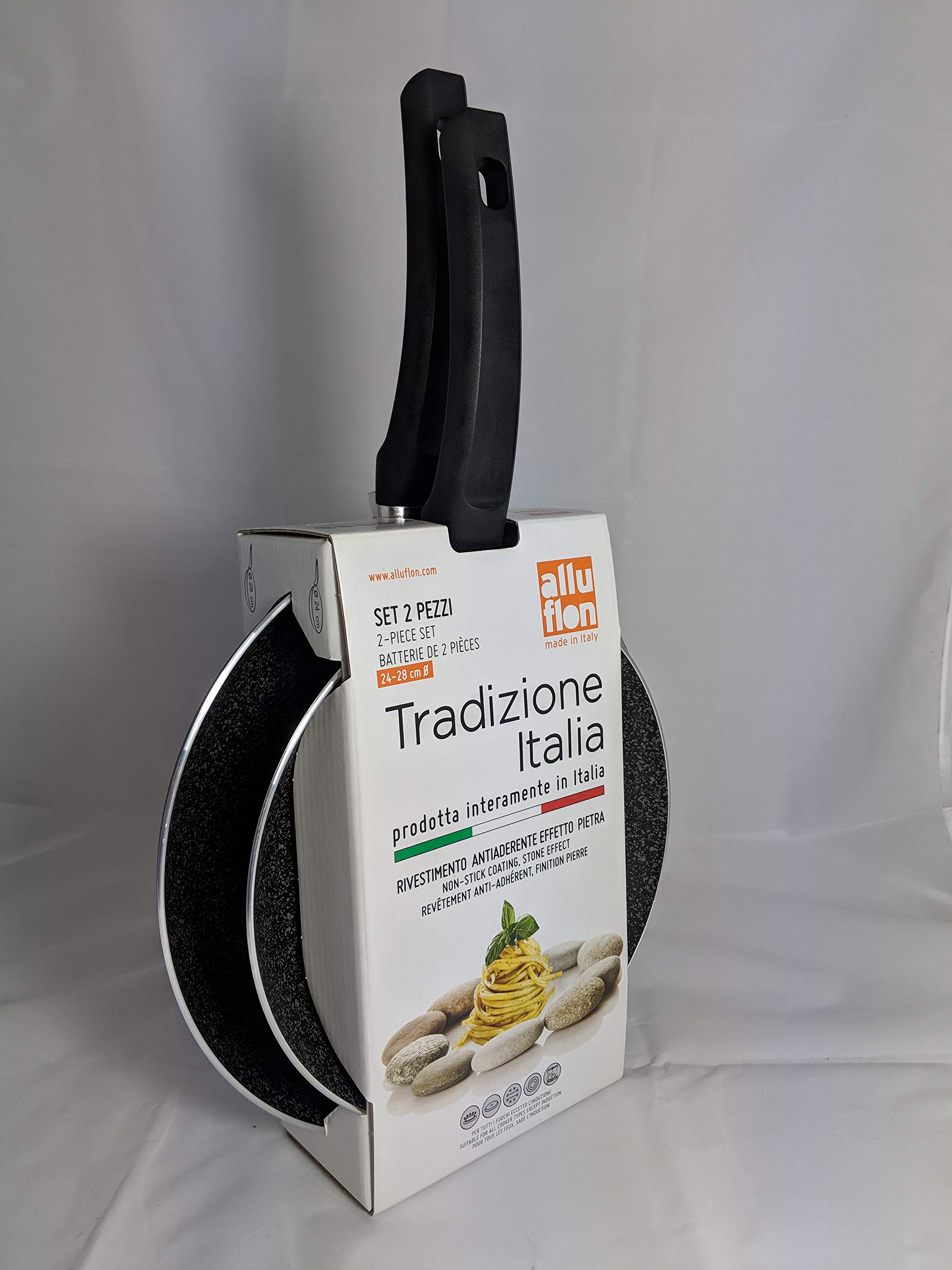 ALLUFLON Tradizione Italia Set Padelle 24-28 cm Antiaderenti Pietra