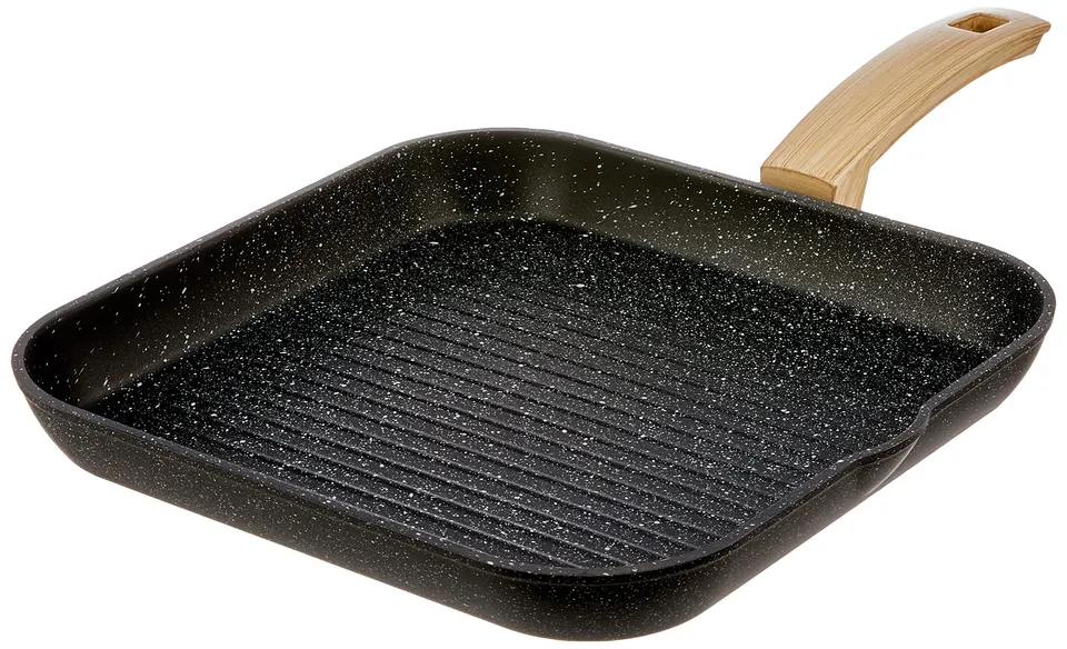 Alluflon Etnea Wood bistecchiera 28 cm antiaderente nera