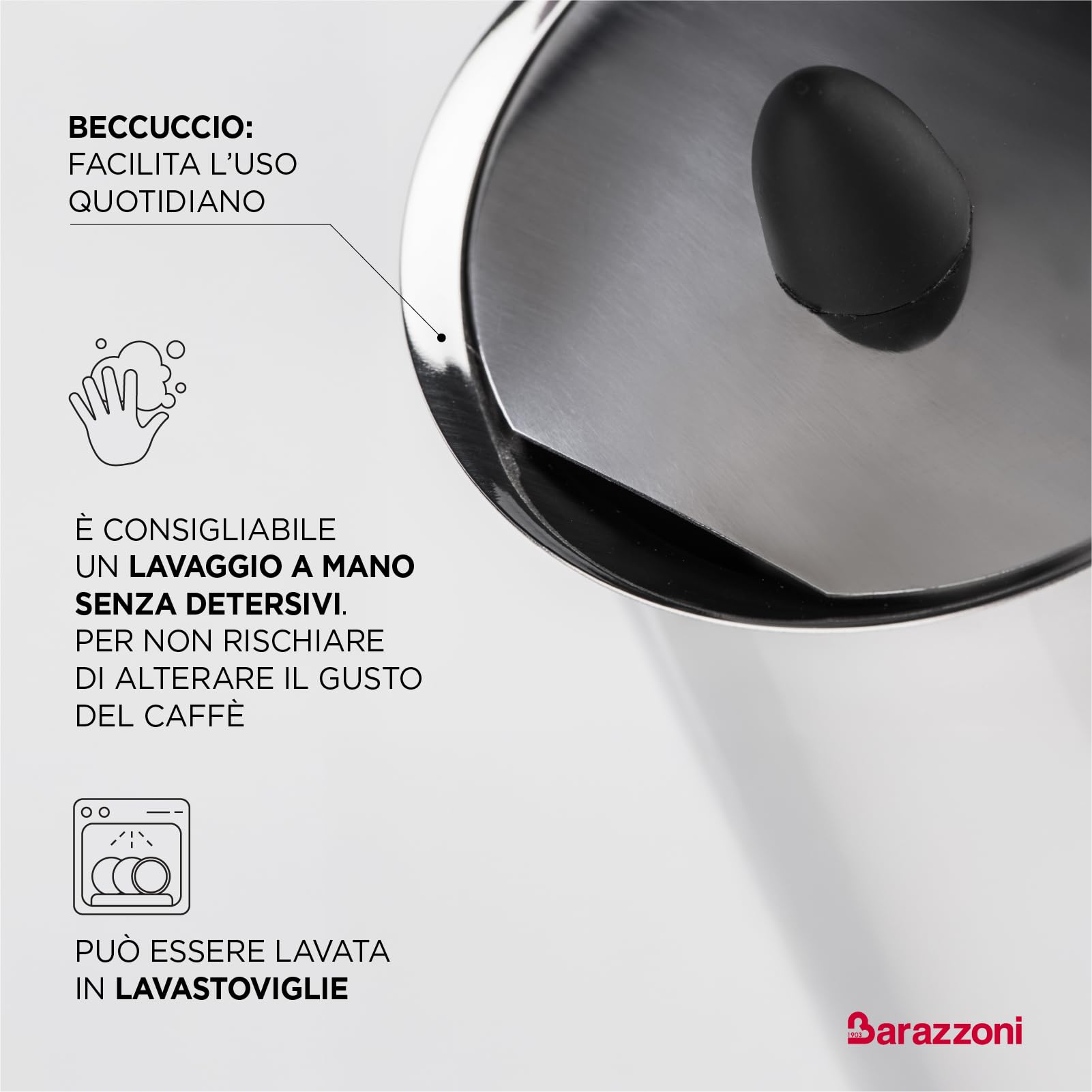 Barazzoni La Caffettiera moka inox 2 tazze induzione