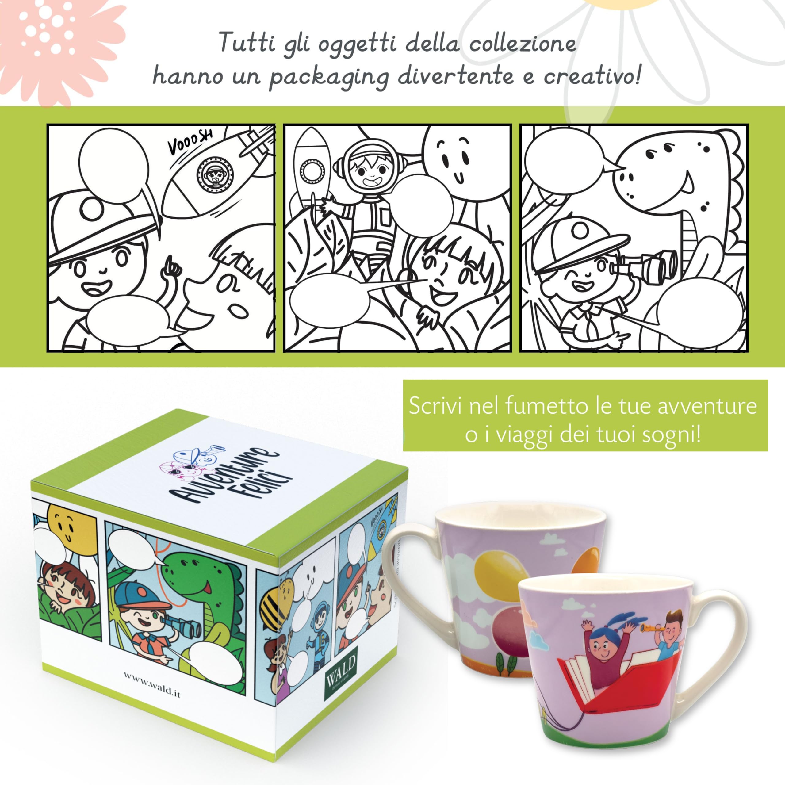 Wald Junior Avventure Felici tazza 37 cl Libro porcellana