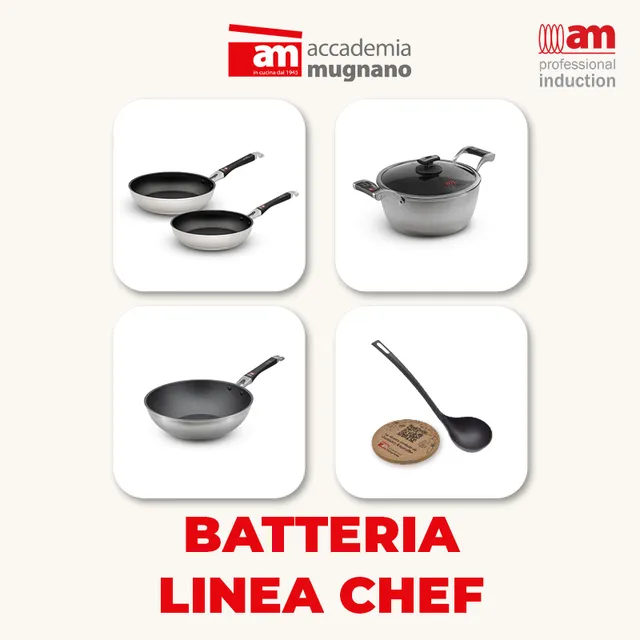 Accademia Mugnano Chef batteria pentole 6 pezzi induzione + omaggio