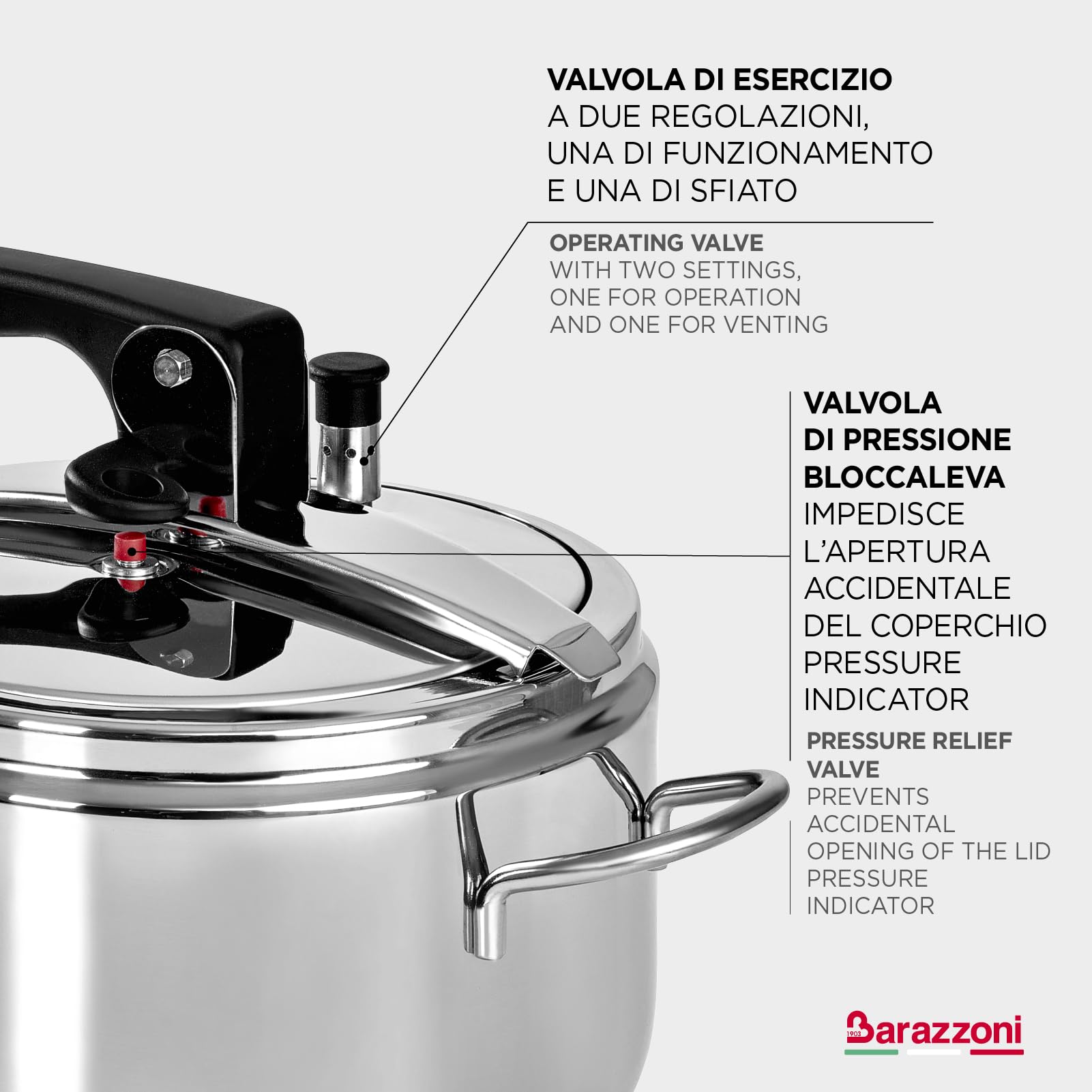 Barazzoni Basic pentola a pressione 5 litri acciaio inox
