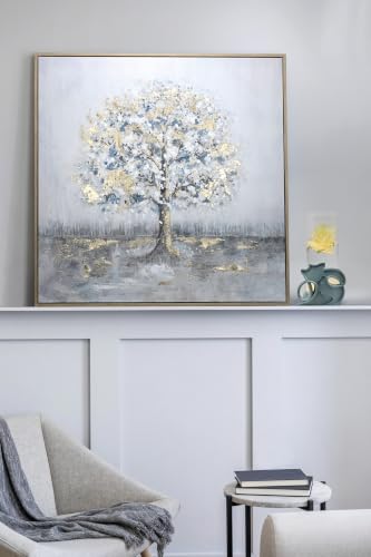 Wald Voilà Albero Quadro da Parete 100x100 cm Foglia Oro