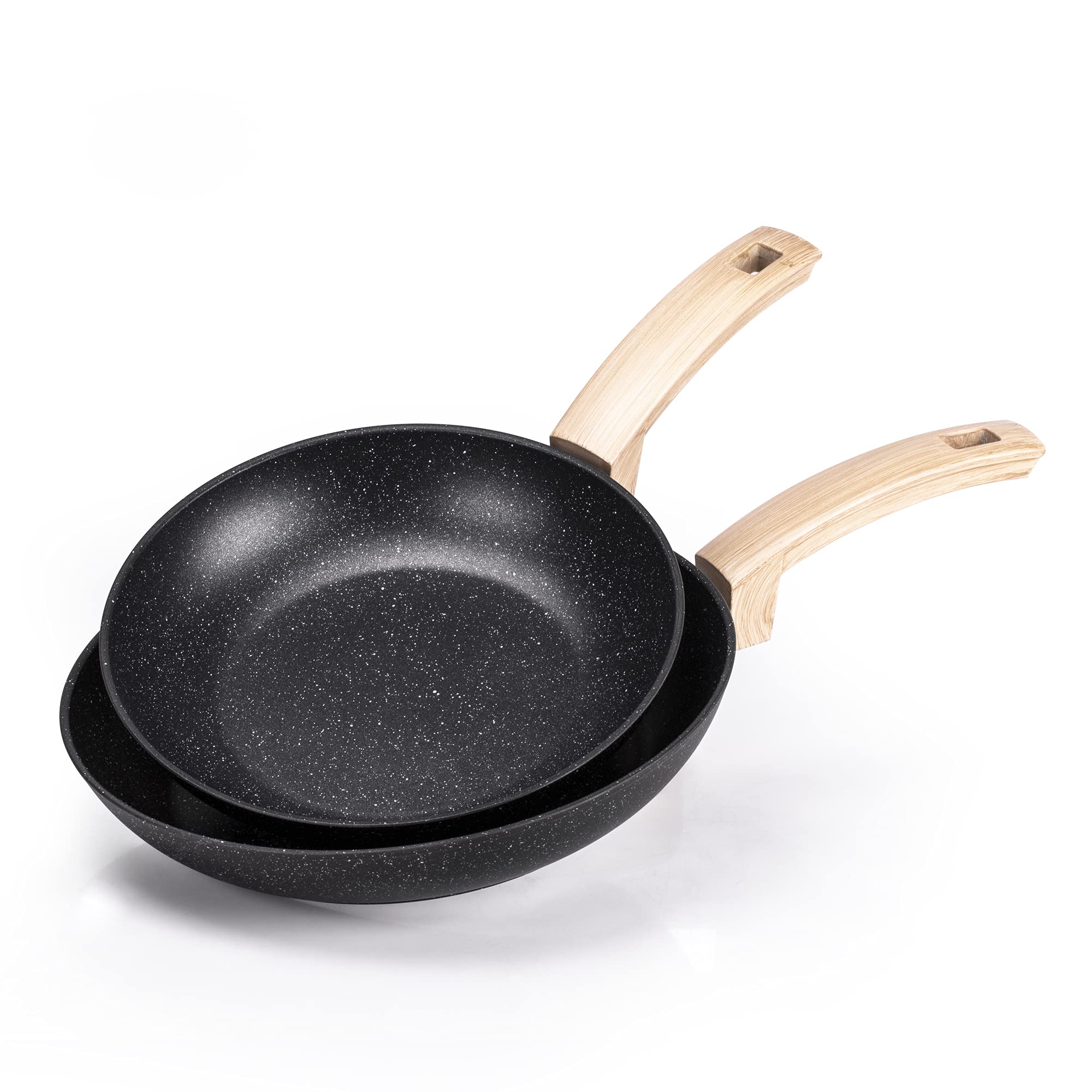 Alluflon Etnea Wood Set 3 Padelle 20-24-28 Antiaderente Pietra