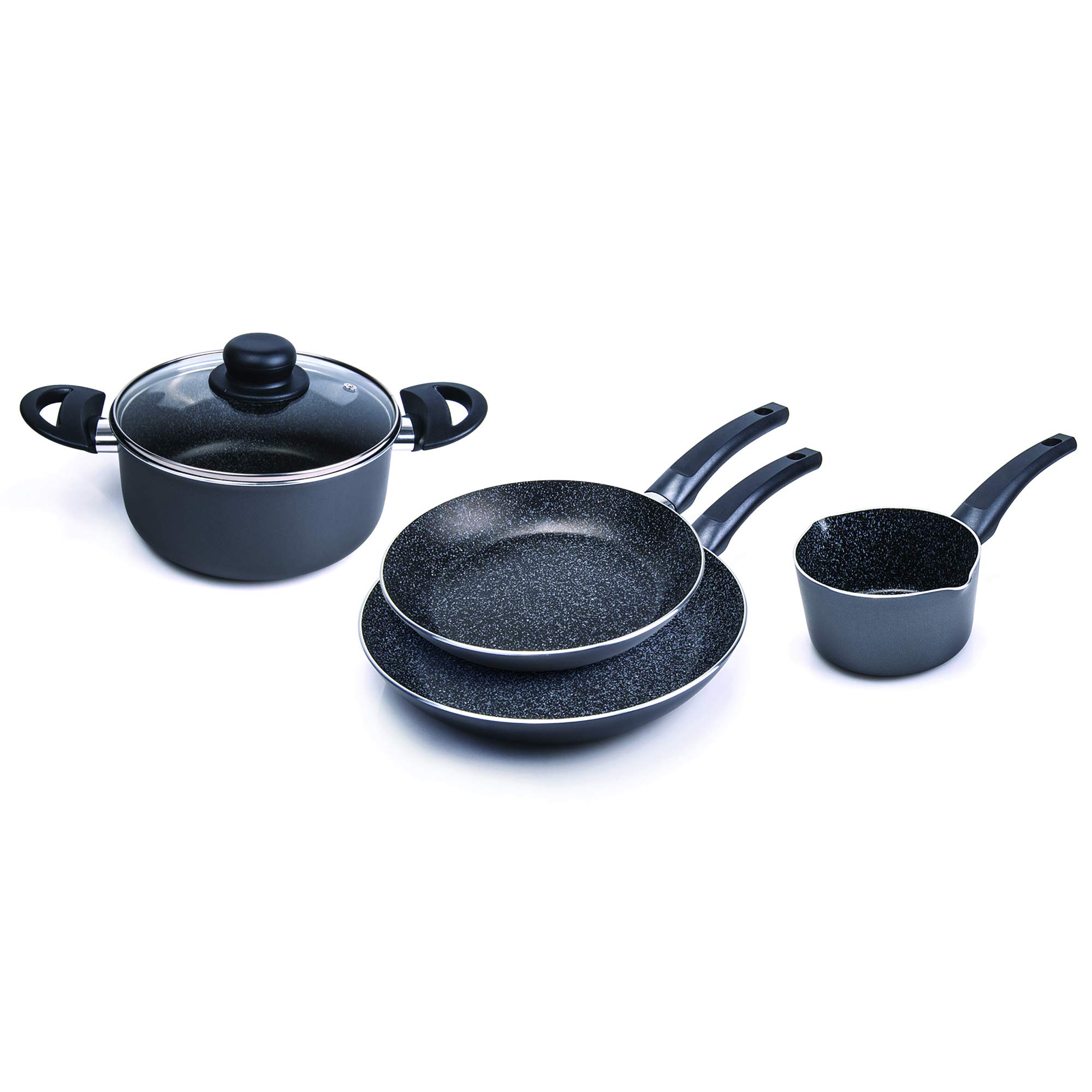 ALLUFLON Tradizione Italia Set Padelle 24-28 cm Antiaderenti Pietra