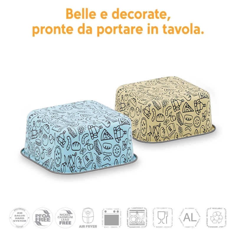 Accademia Mugnano AirFry set 2 teglie quadrate bordo alto