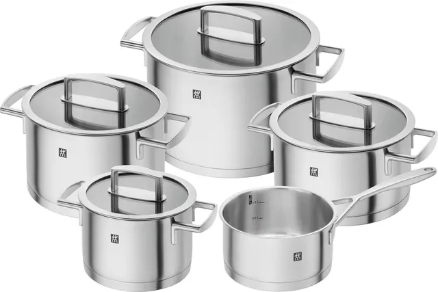 Zwilling Vitality batteria pentole inox 5 pezzi vetro