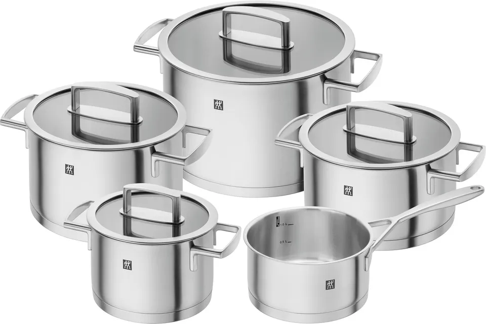 Zwilling Vitality batteria pentole inox 5 pezzi vetro