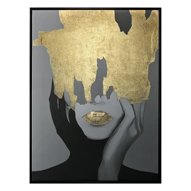 Wald Voilà quadro 60x80 Donna foglia oro con cornice