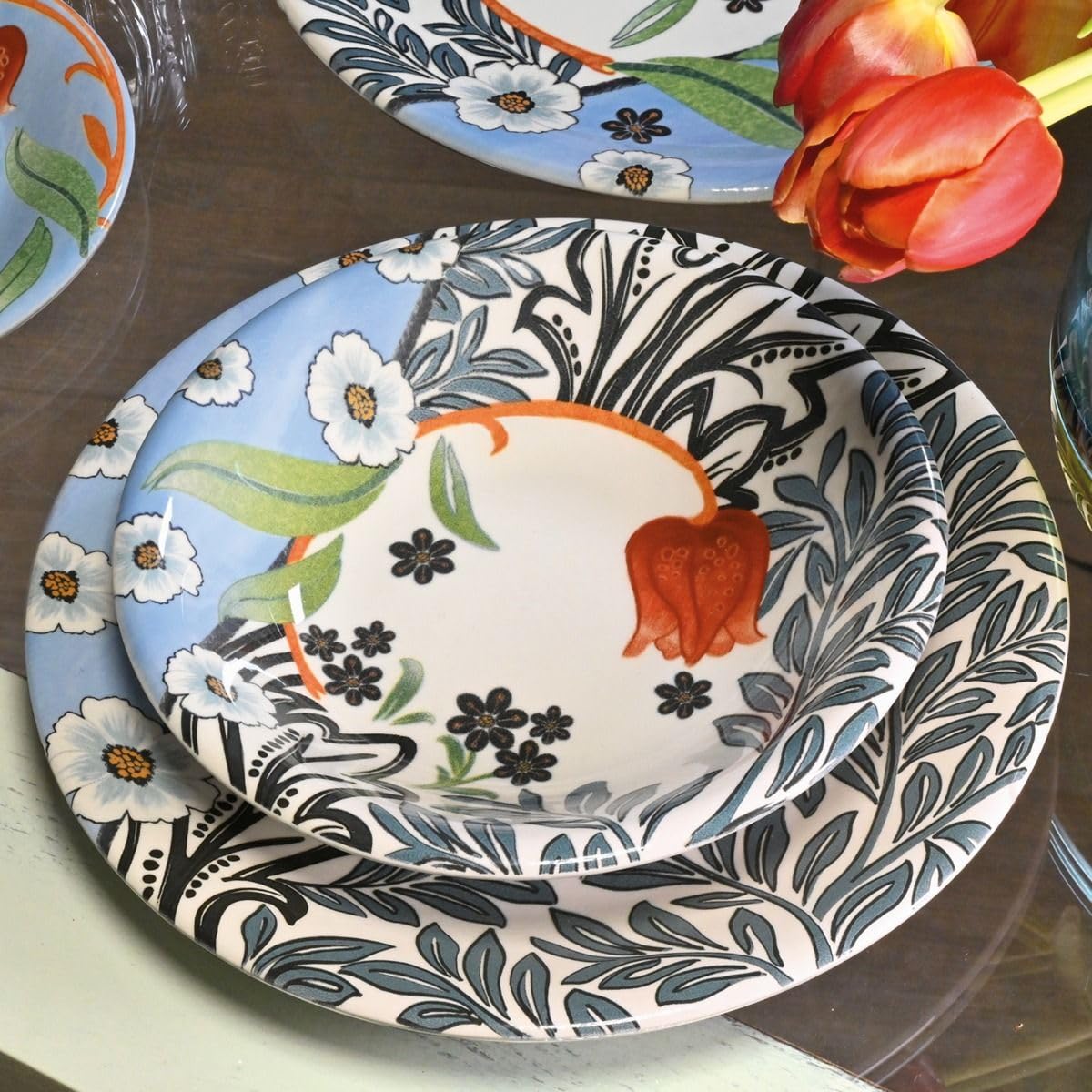 Wald Tavola piatti piani 6 pz ceramica Tulipano