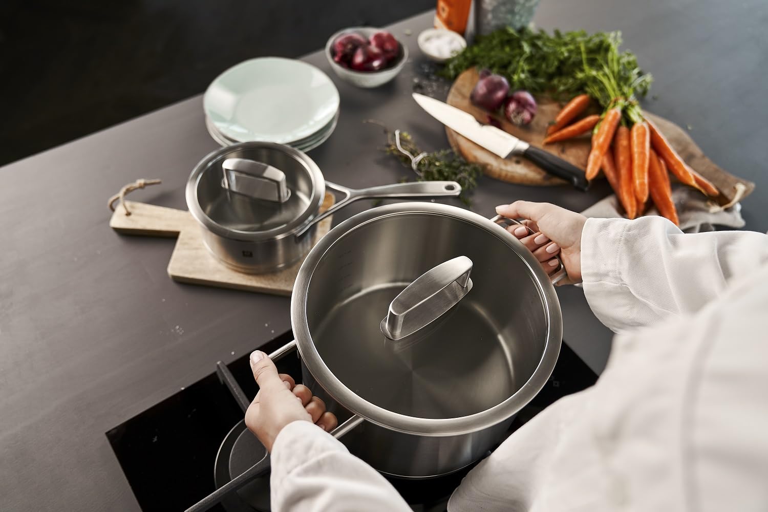 Zwilling Vitality batteria pentole inox 5 pezzi vetro