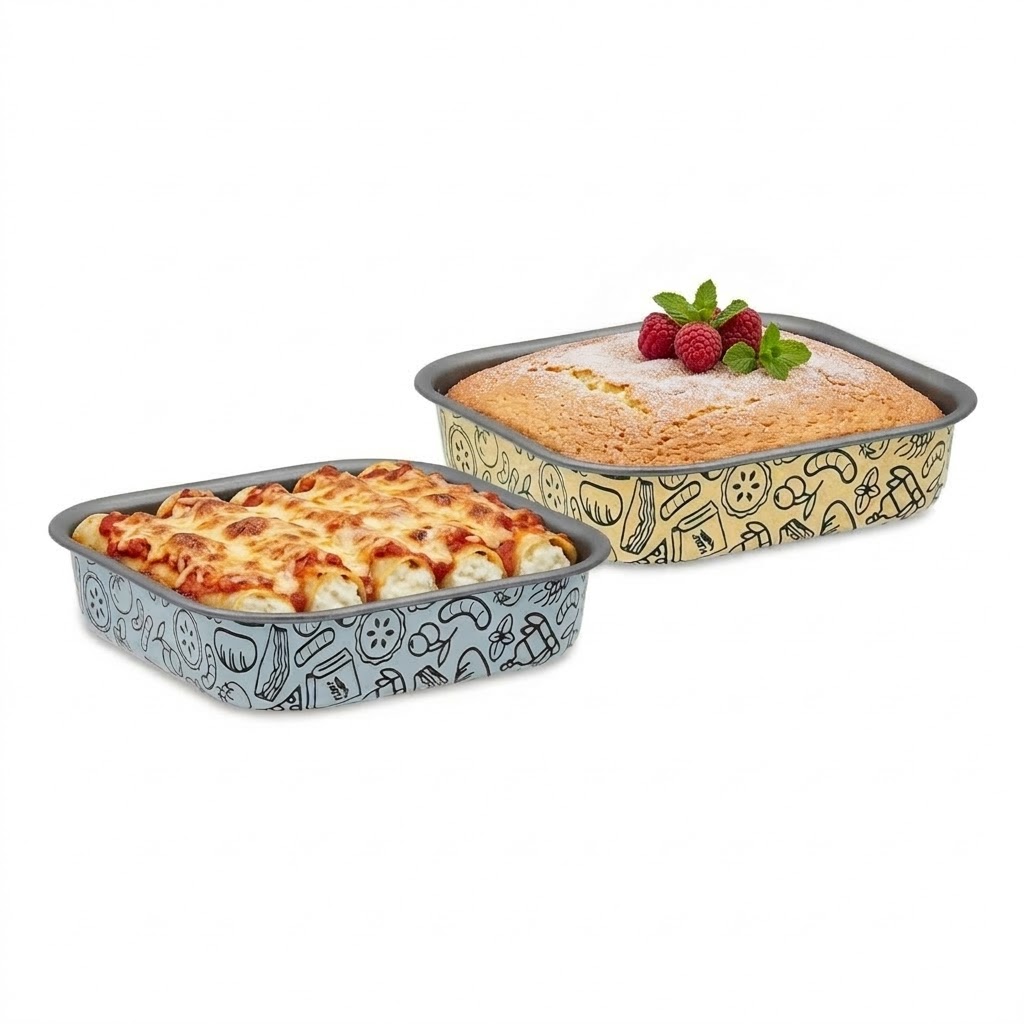 Accademia Mugnano AirFry set 2 teglie quadrate azzurra+crema