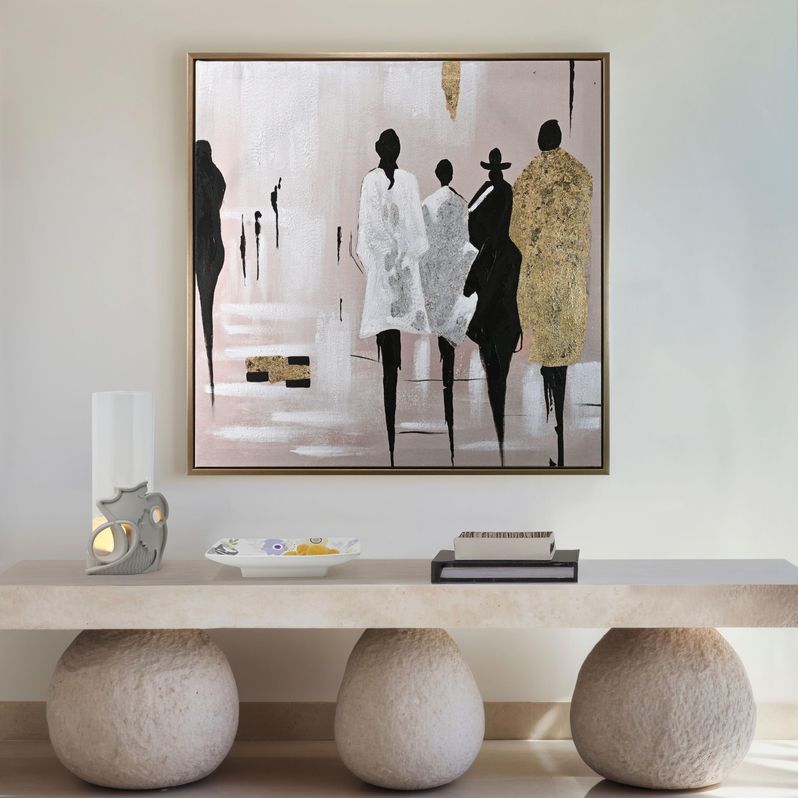 Wald Voilà quadro 80x80 Persone foglia oro con cornice