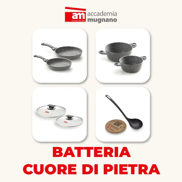Accademia Mugnano Cuore di Pietra batteria 7 pezzi antiaderente