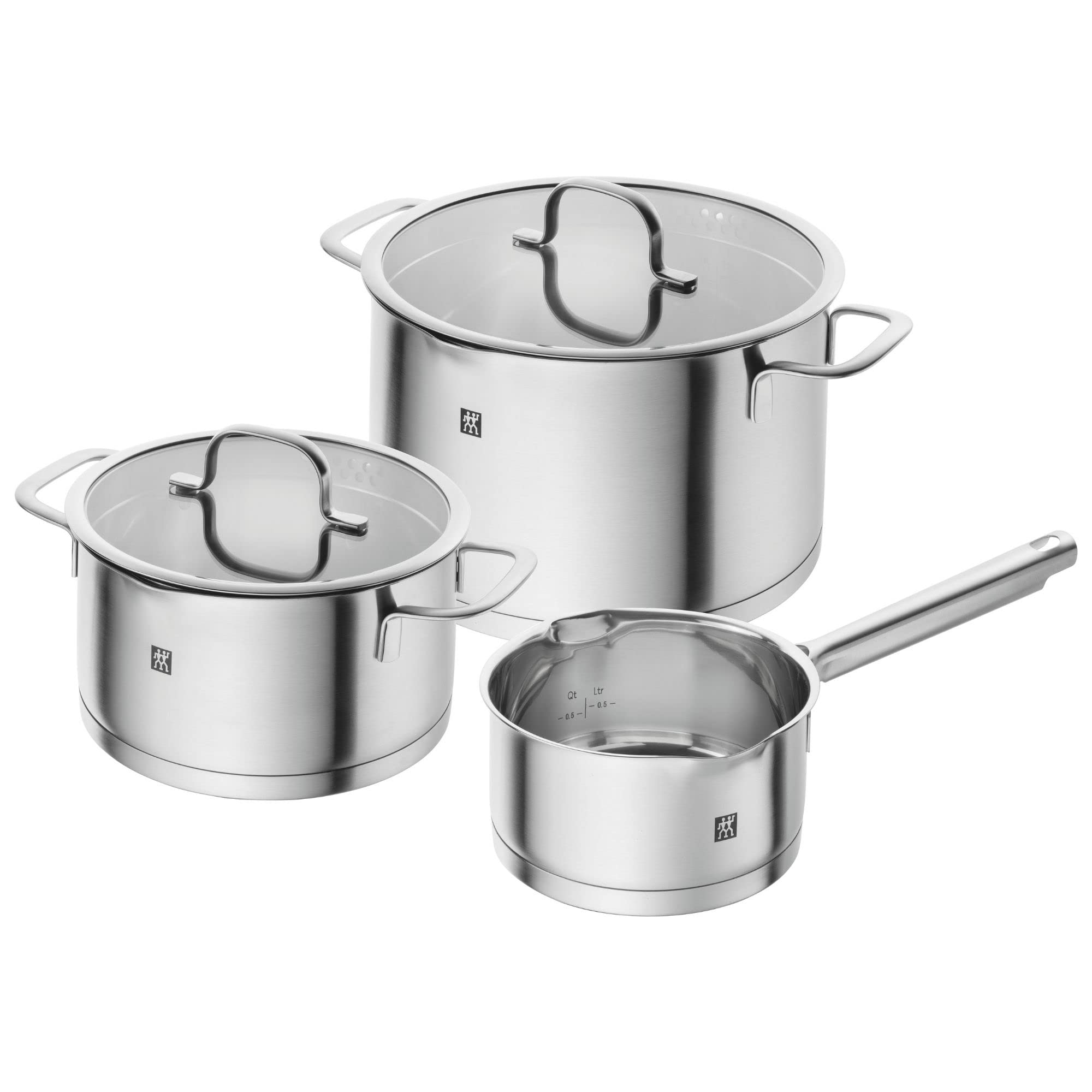 ZWILLING TrueFlow Set Pentole 3 Pezzi Inox con Coperchio Scolatore