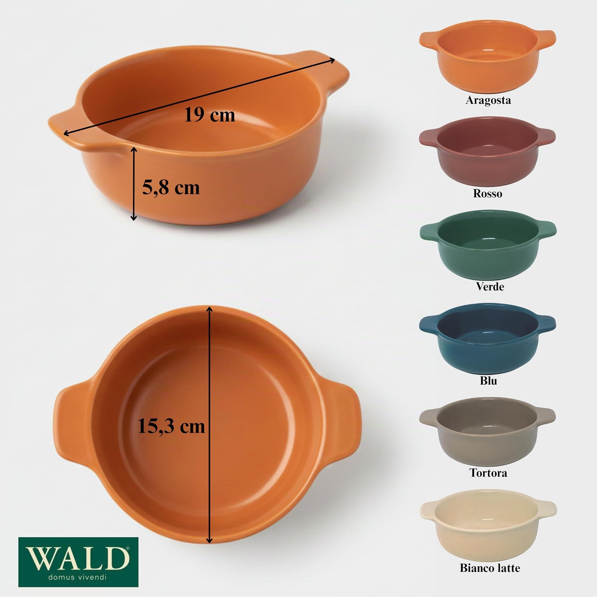 Wald Cottura Casseruola 15 cm Ceramica Aragosta 2 Pezzi