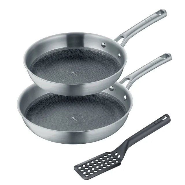 Berndes Tricion Resist set padelle 24+28 cm inox spatola
