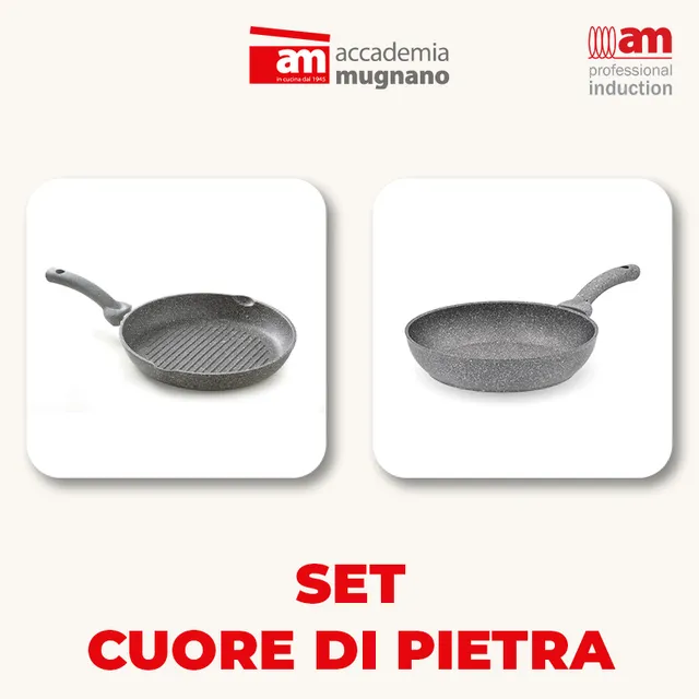 Accademia Mugnano Cuore di Pietra set padella + bistecchiera induzione