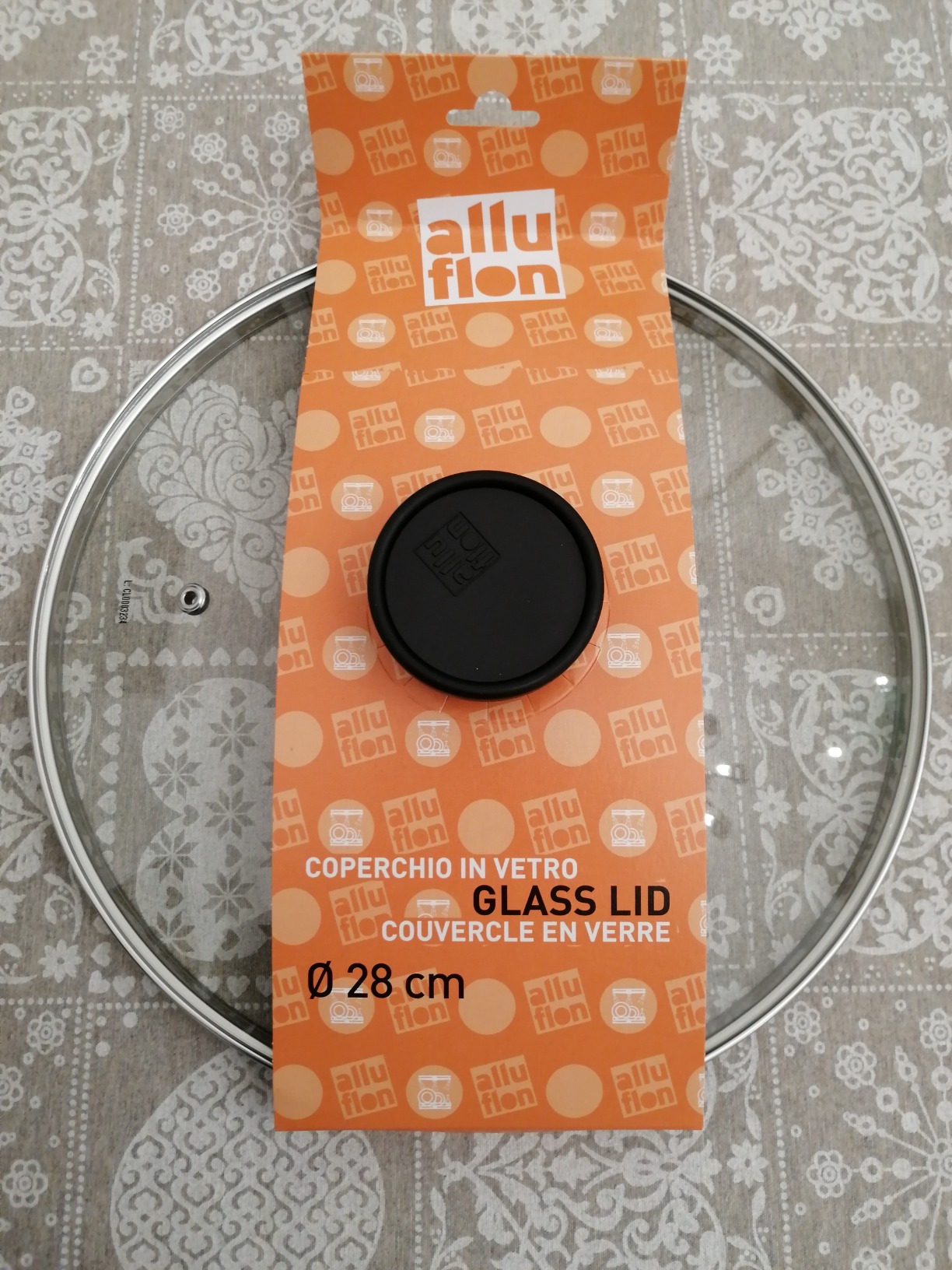 ALLUFLON Coperchio Vetro Bordo Inox 24 cm con Valvola