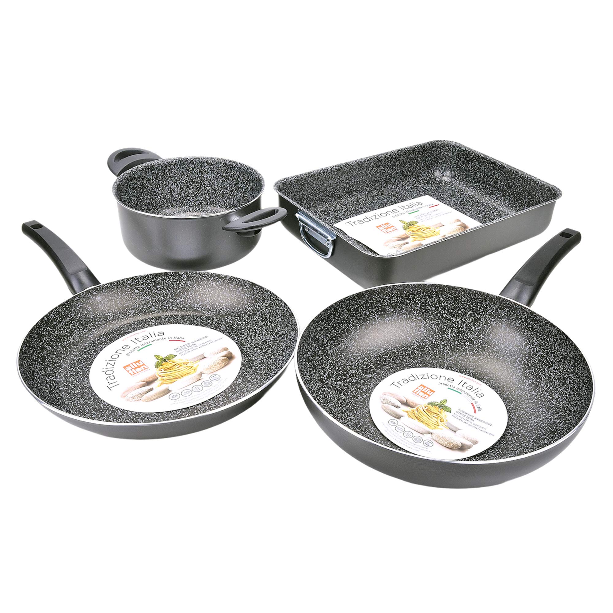 Alluflon Tradizione Italia Padella 32 cm Nero Effetto Pietra