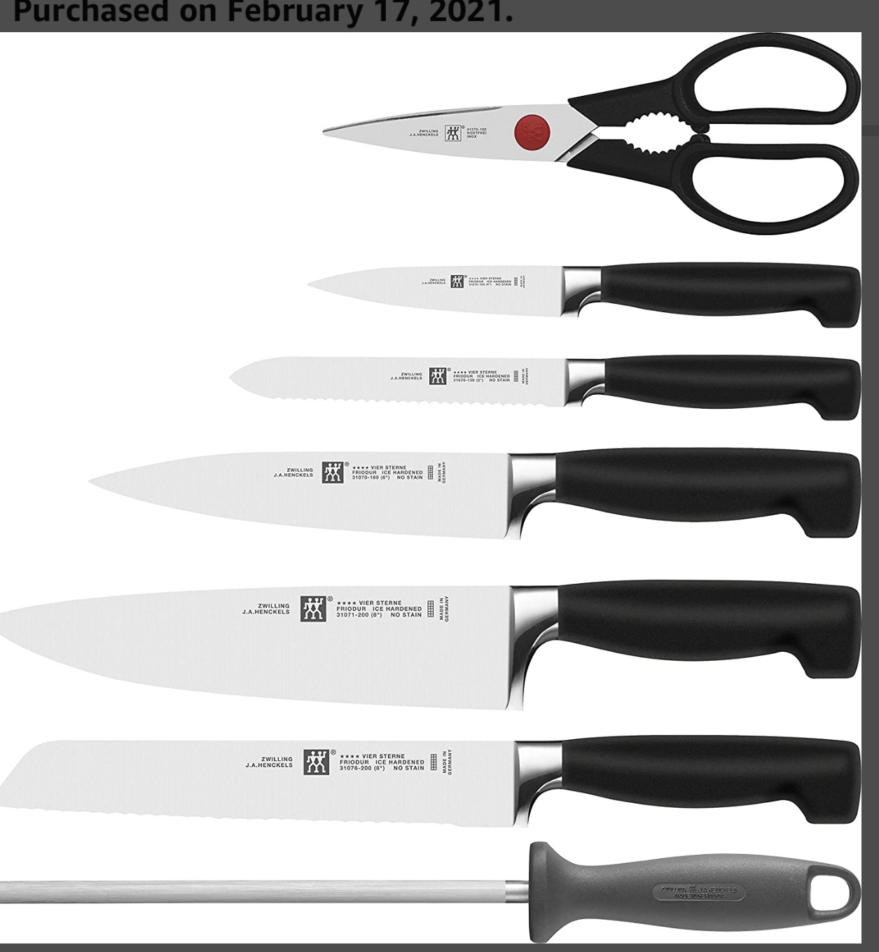 Zwilling Vier Sterne set coltelli ceppo 8 pezzi legno