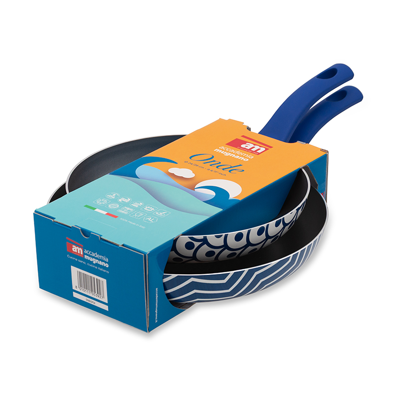 Accademia Mugnano AM Onde bis padelle 24+28 cm blu antiaderenti