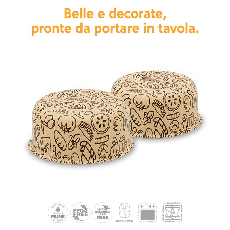 Accademia Mugnano AirFry set 2 teglie crema friggitrice ad aria