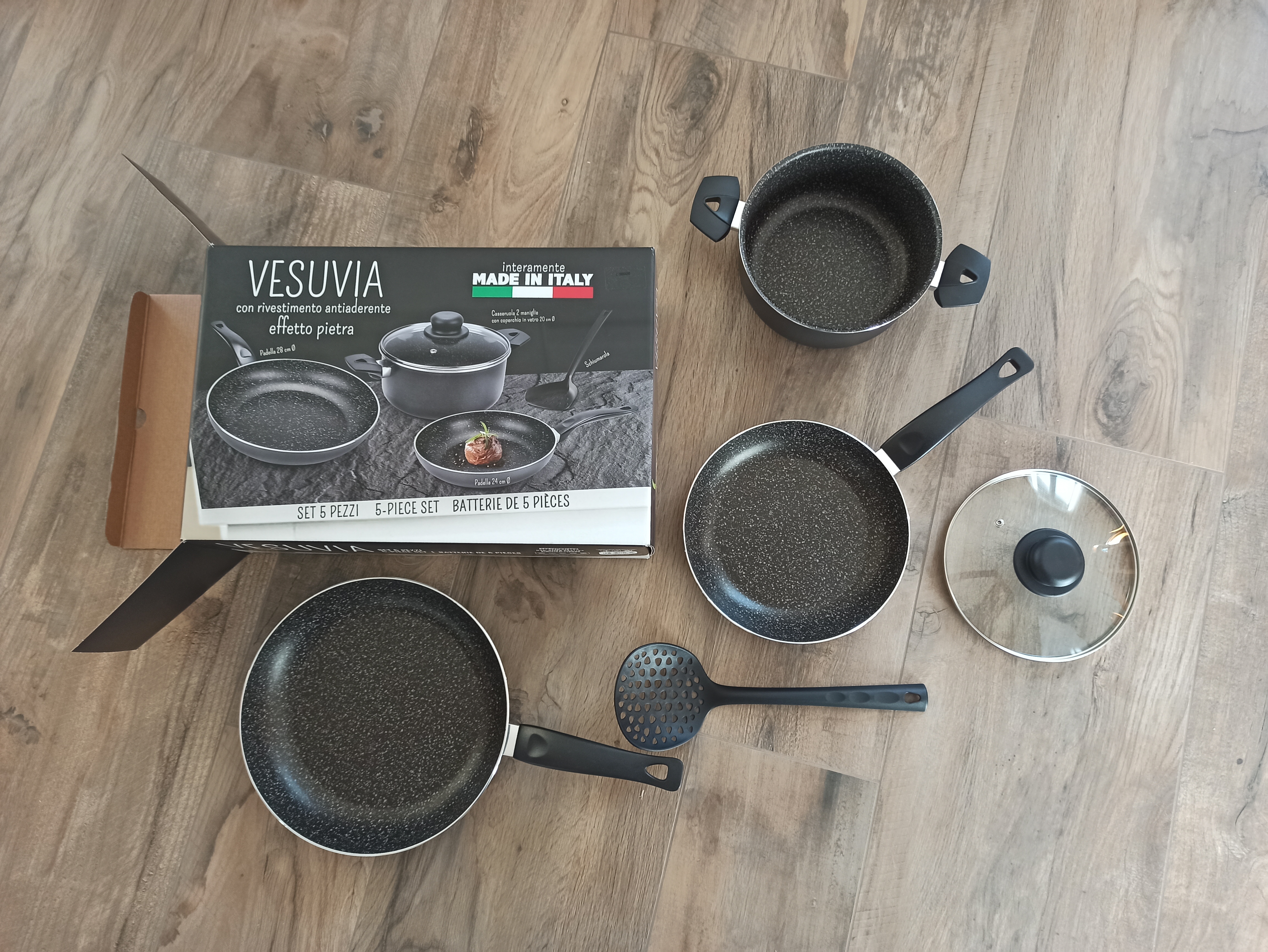 Alluflon Vesuvia batteria 5 pezzi padelle alluminio