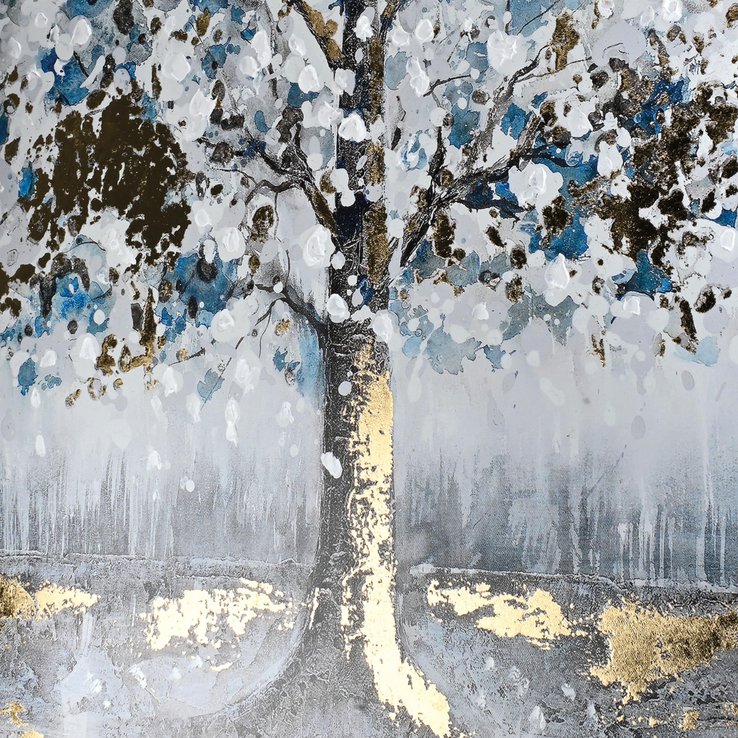 Wald Voilà Albero Quadro da Parete 100x100 cm Foglia Oro