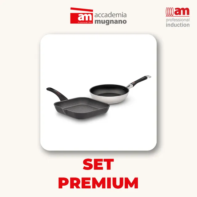 Accademia Mugnano Chef set padella 24 cm + griglia 24x24 antiaderente