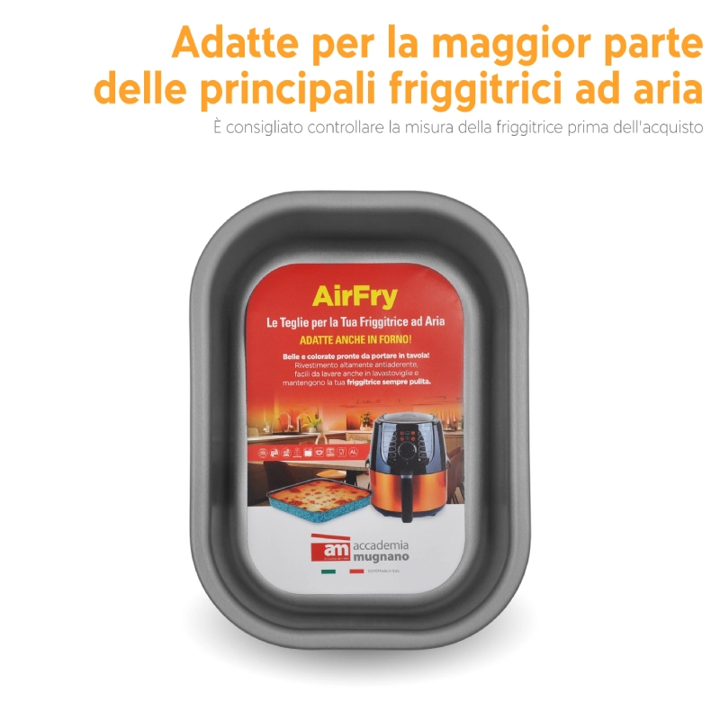 Accademia Mugnano AirFry set 2 teglie friggitrice aria rettangolari