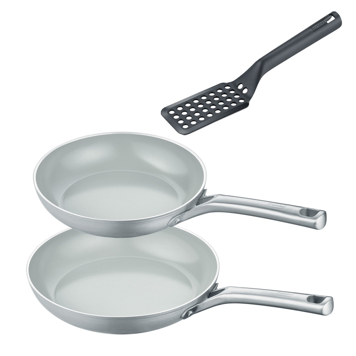 Berndes b.free set 3 pezzi padelle 24+28 cm grigie spatola