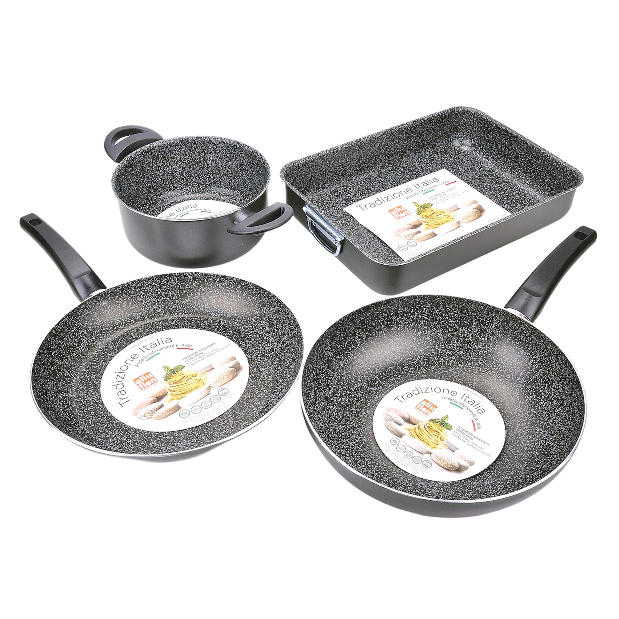 Alluflon Tradizione Italia Wok antiaderente 28 cm effetto pietra