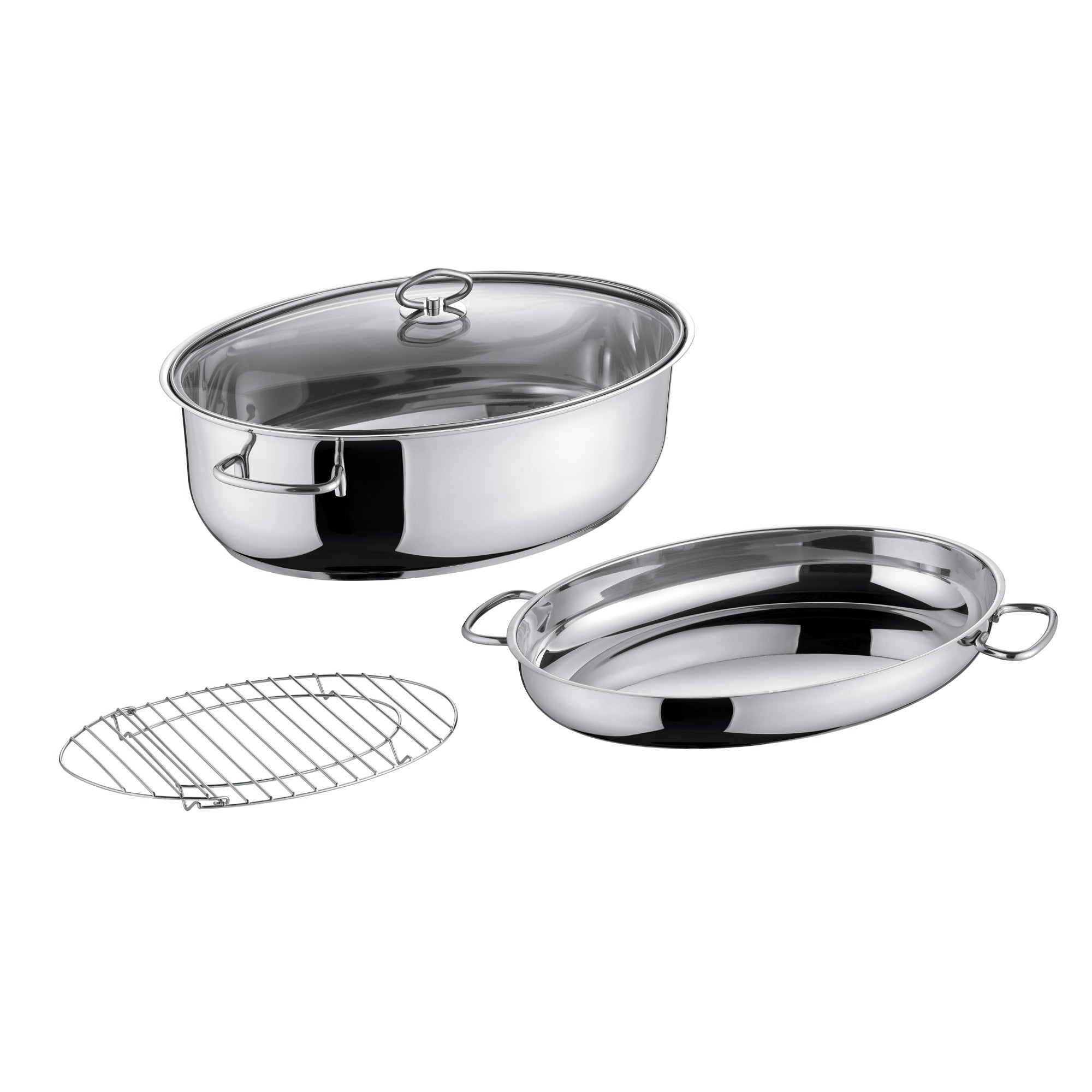 Berndes Bräter Rostiera Ovale Acciaio 38 cm con Coperchio