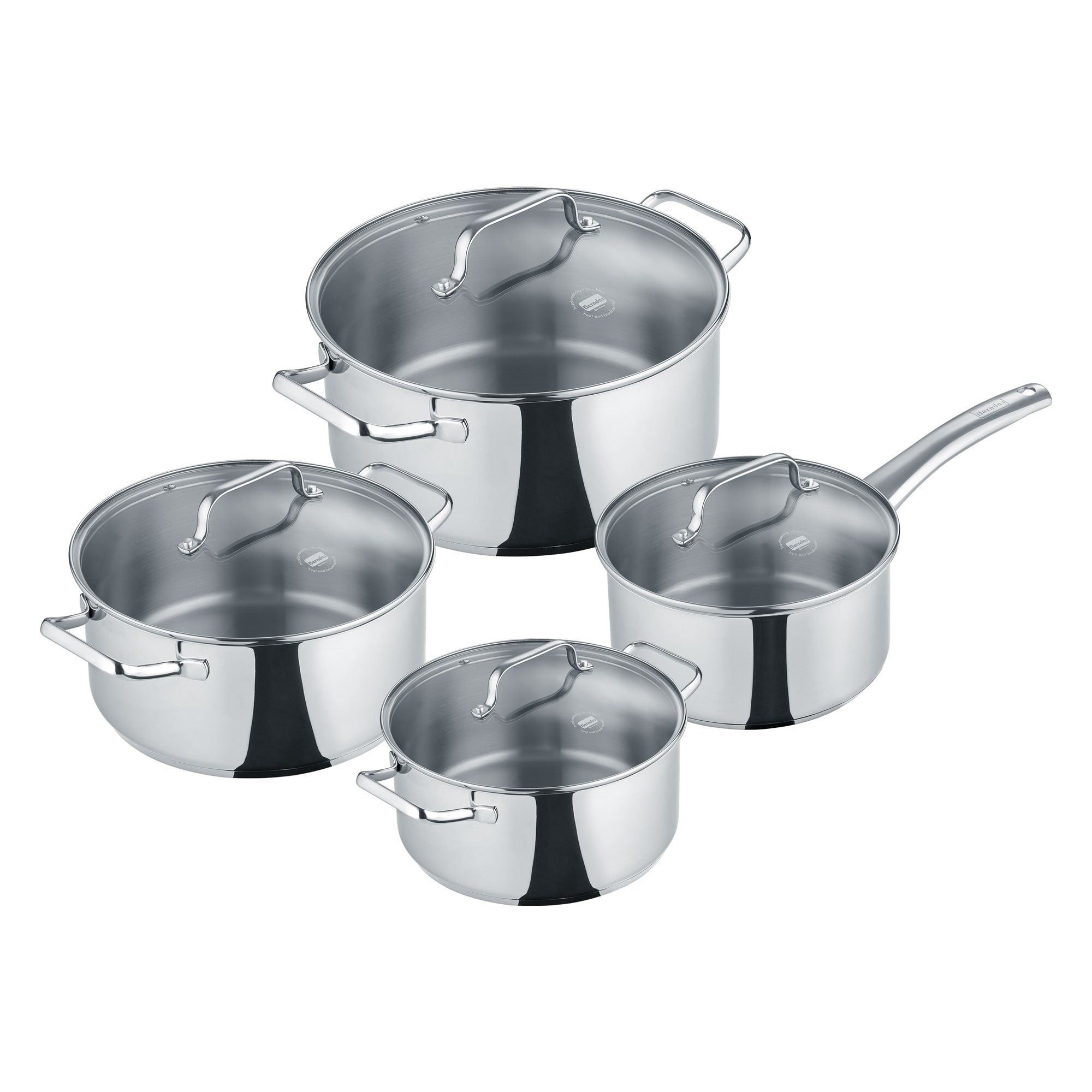 Berndes b.urban set pentole acciaio 5 pezzi coperchi vetro