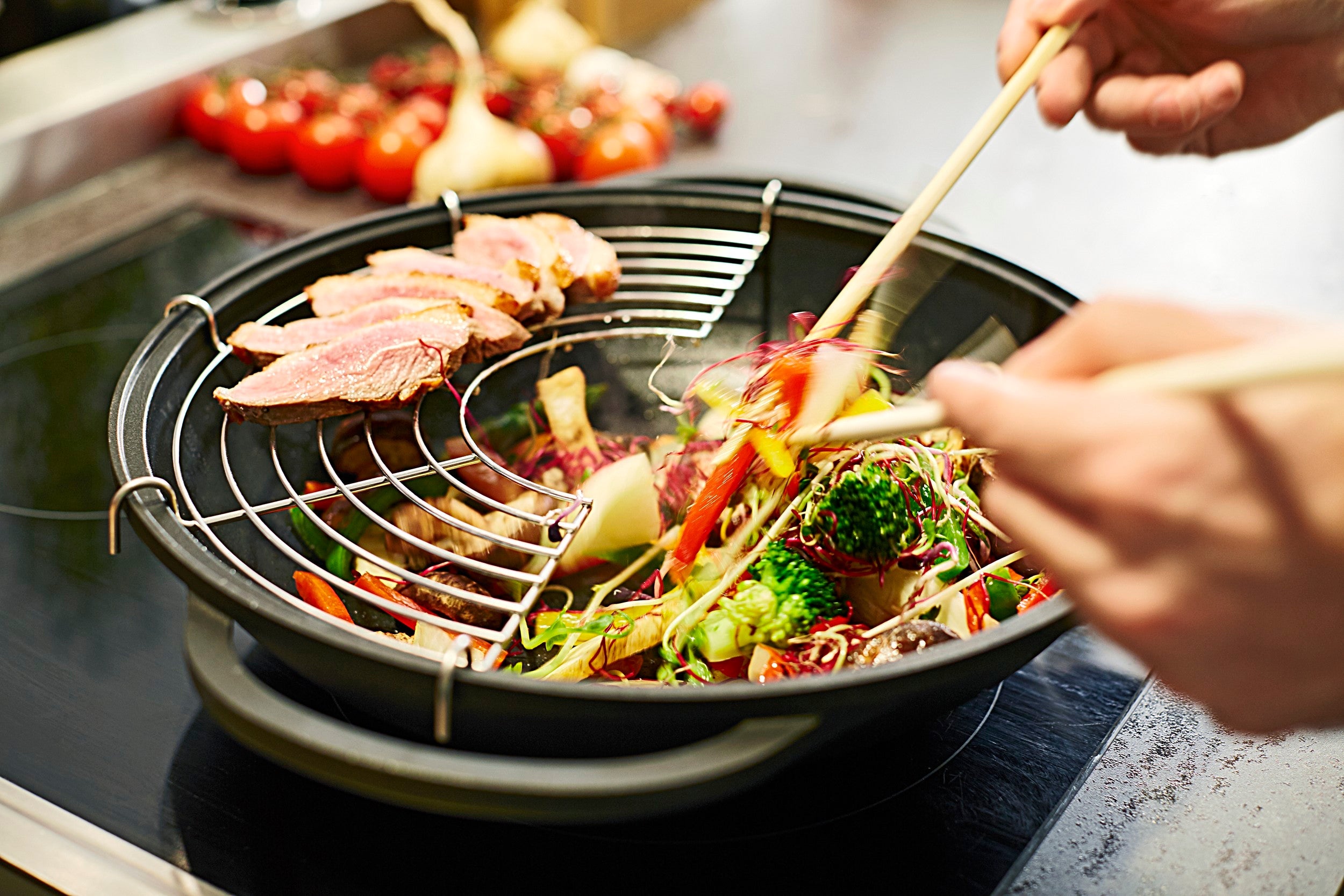 Berndes Vario Click Wok 32 cm con Coperchio e Accessori