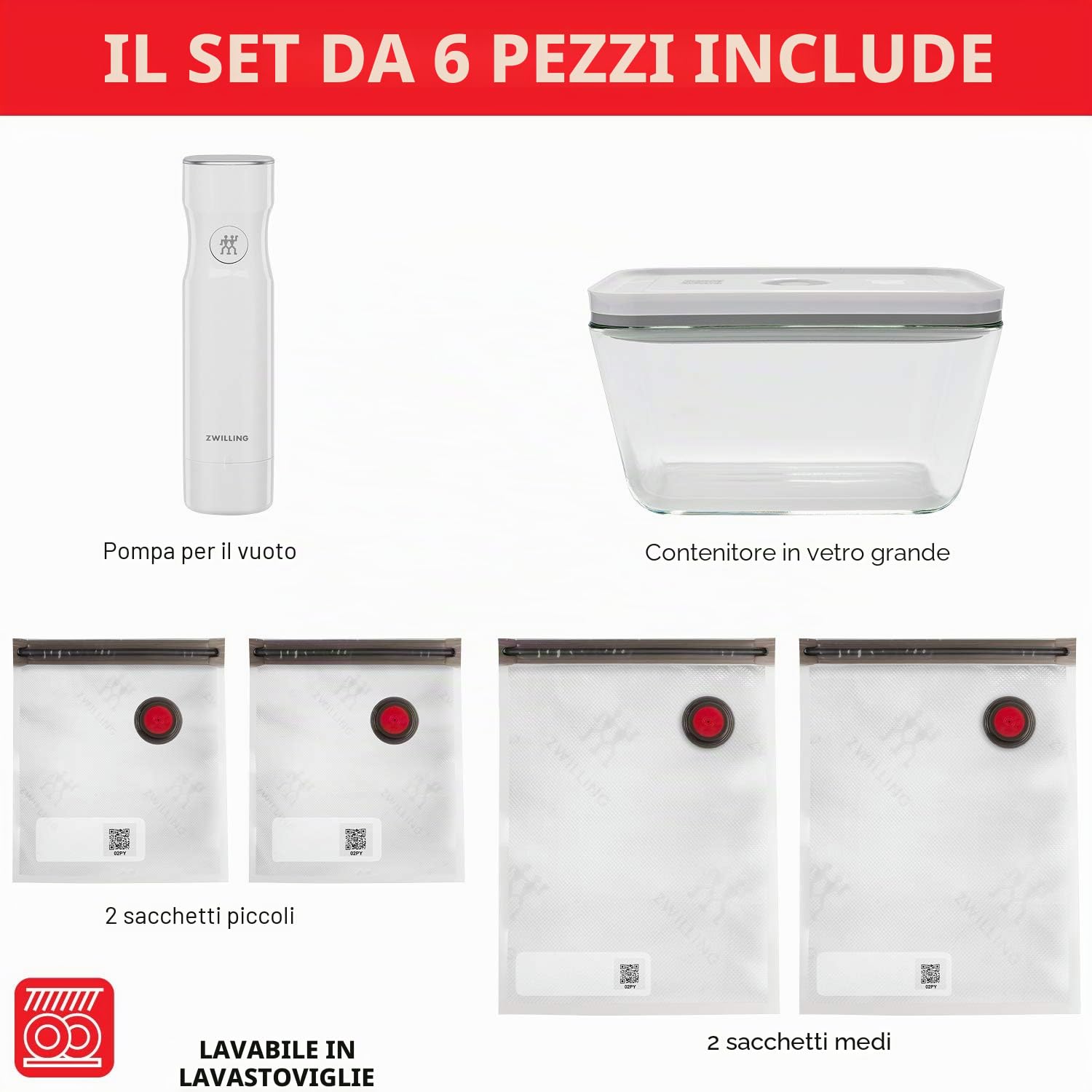 Zwilling Fresh & Save kit sottovuoto 6 pezzi riutilizzabile