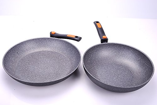Alluflon Pratica Stone Set Padella 32 Wok 28 cm 2 Pezzi