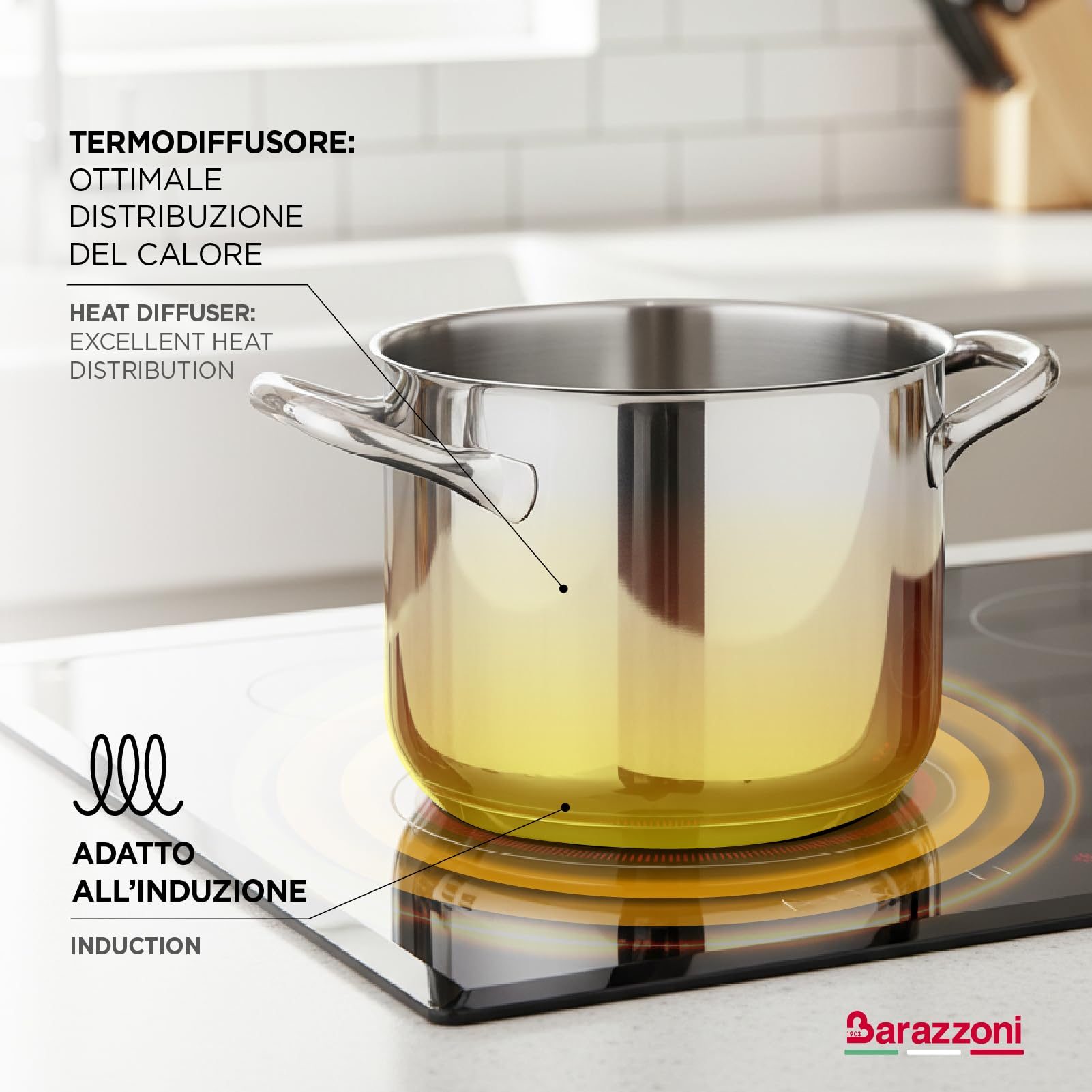 Barazzoni Chef Line Casseruola 22 cm 3,8 L Acciaio Induzione