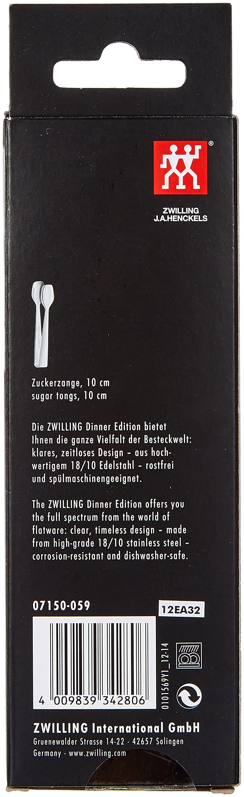 Zwilling Dinner pinza zucchero 10 cm acciaio lucido