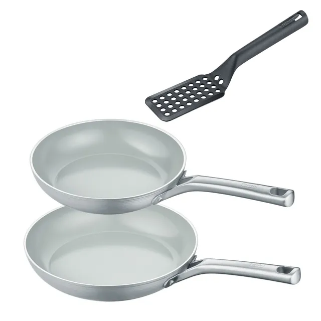 Berndes b.free set 3 pezzi padelle 24+28 cm grigie spatola