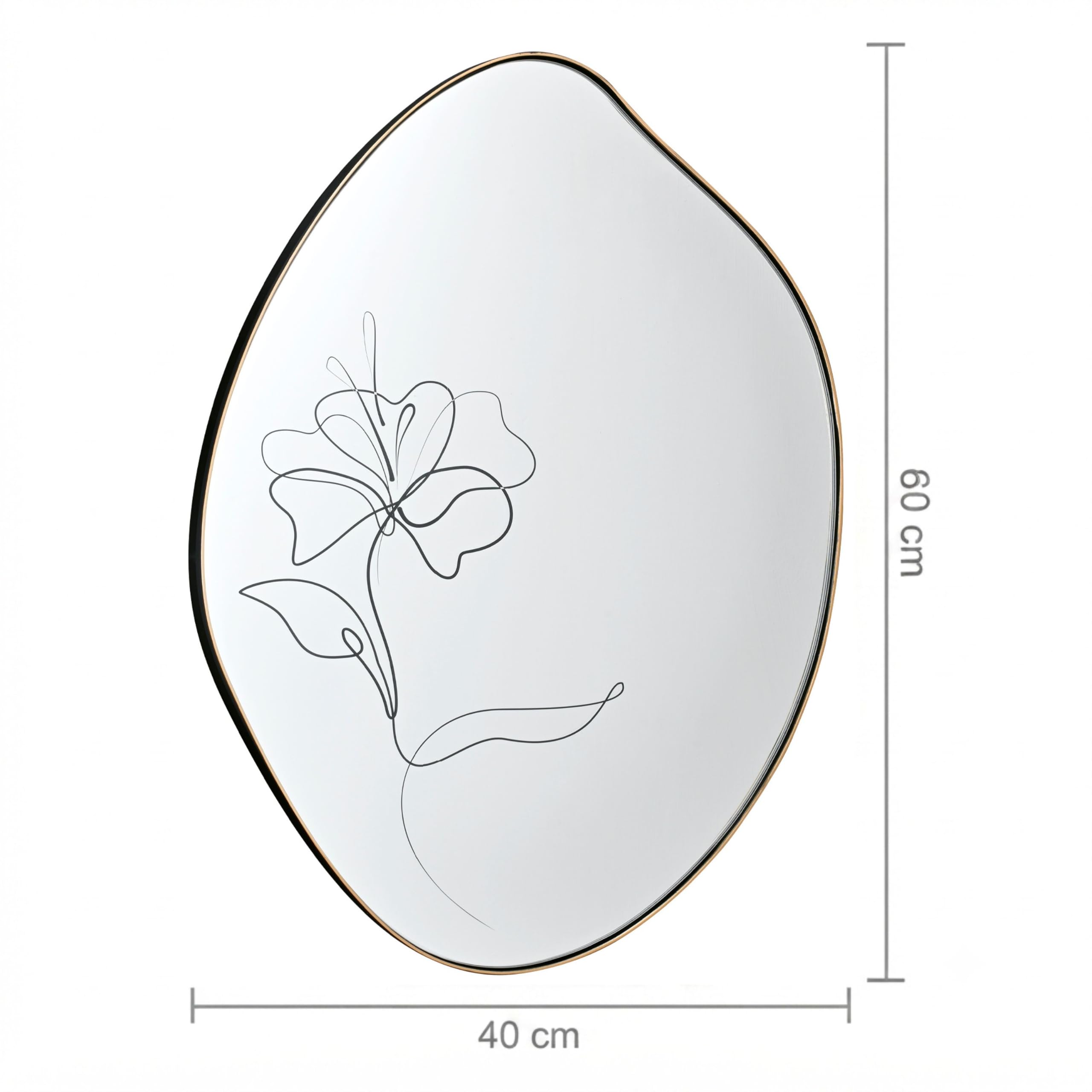Wald Voilà Fiore Specchio da Parete 40x60 cm Metallo