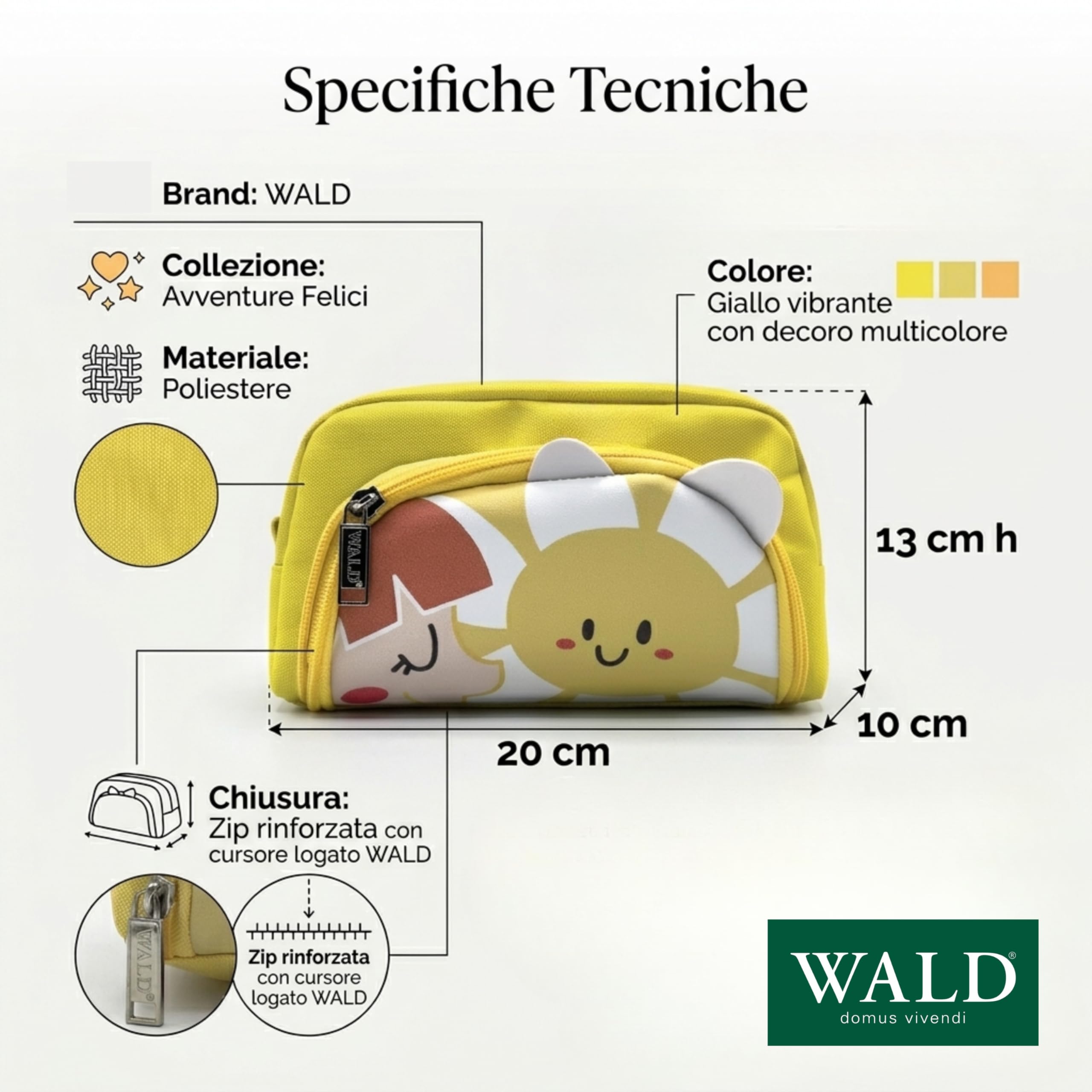 Wald Junior Margherita beauty case bambini giallo 20x10x13 cm