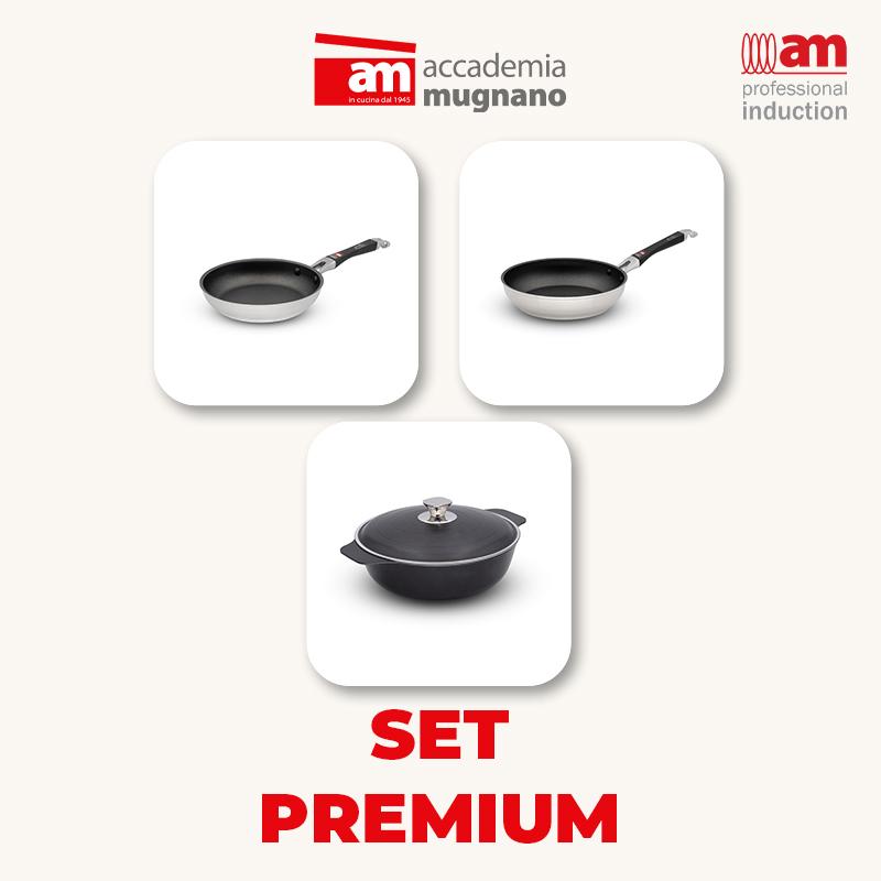 Accademia Mugnano Cocò set padelle chef 24+28 e cocotte 24