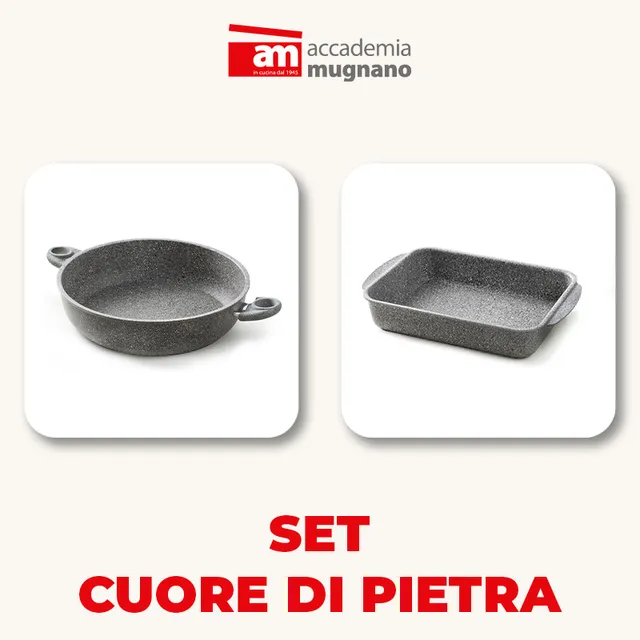 Accademia Mugnano Cuore di Pietra set teglia 30cm + tegame 28cm