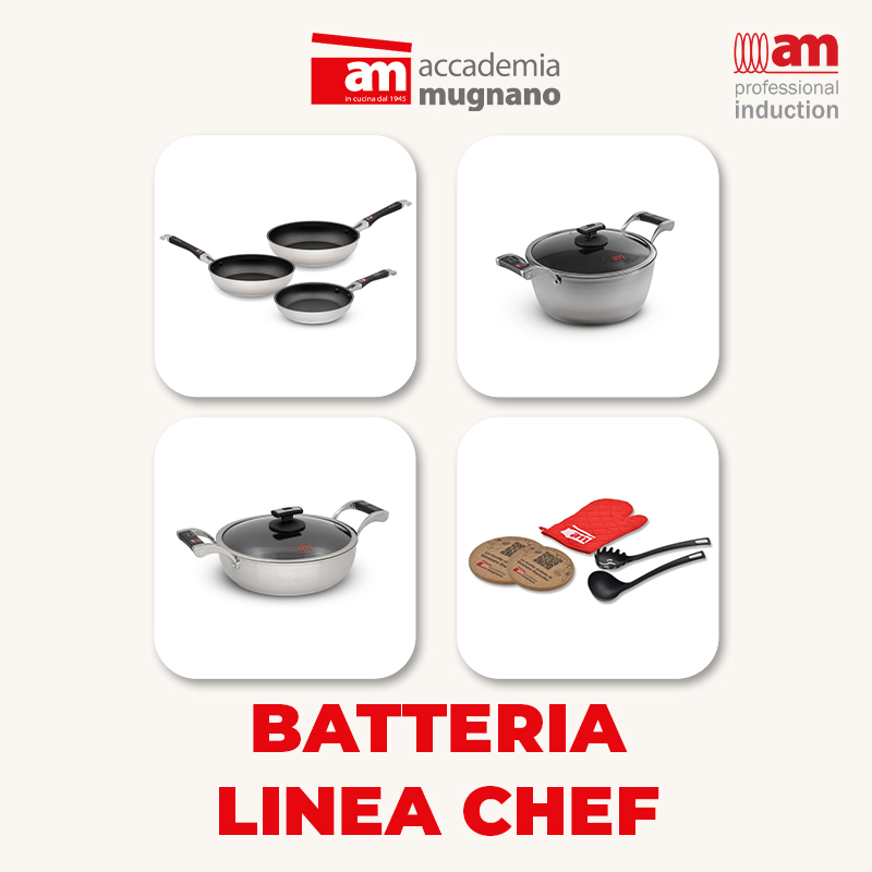 Accademia Mugnano Chef batteria 9 pezzi + presina sottopentola