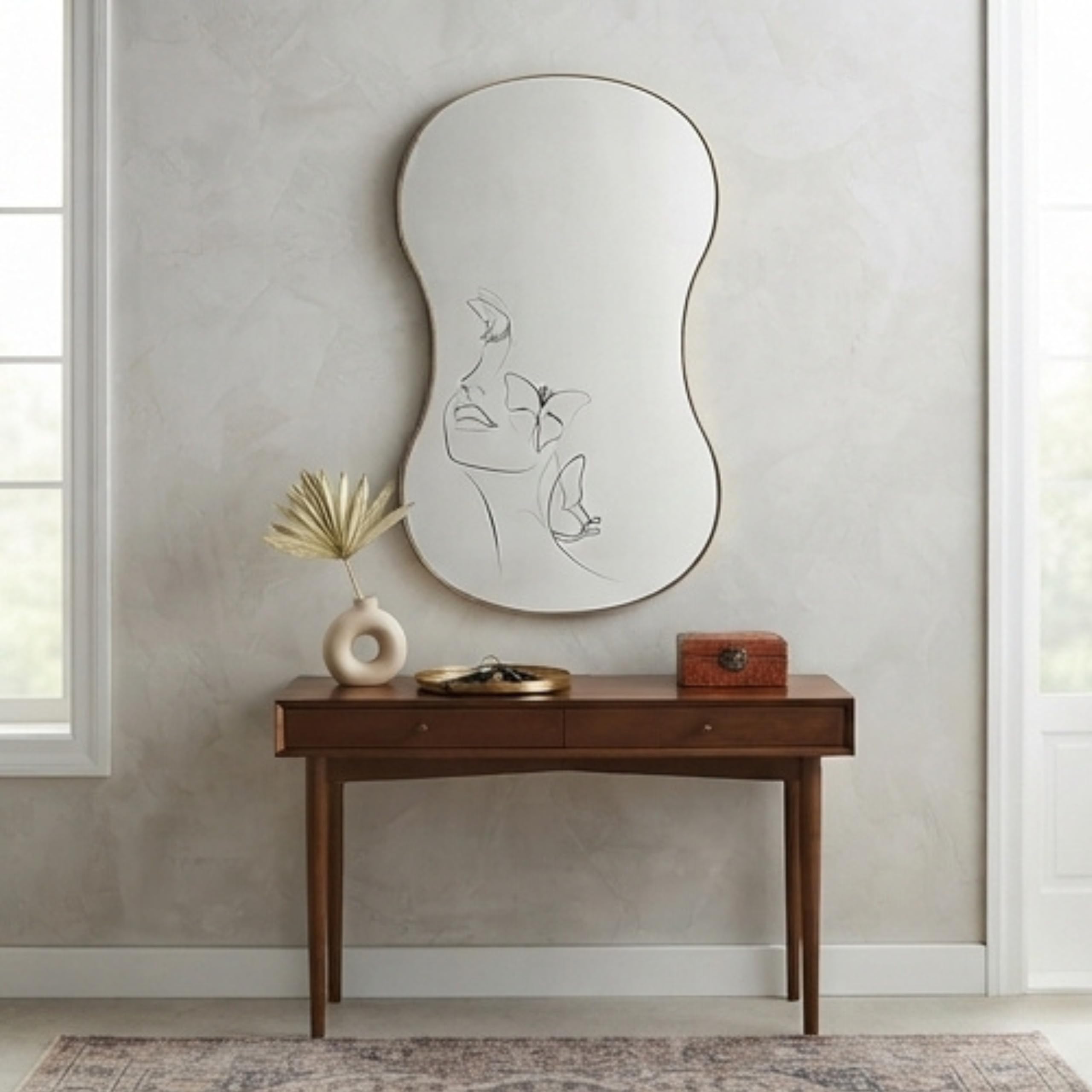 Wald Voilà Volto Donna Specchio da Parete 50x80 cm Metallo