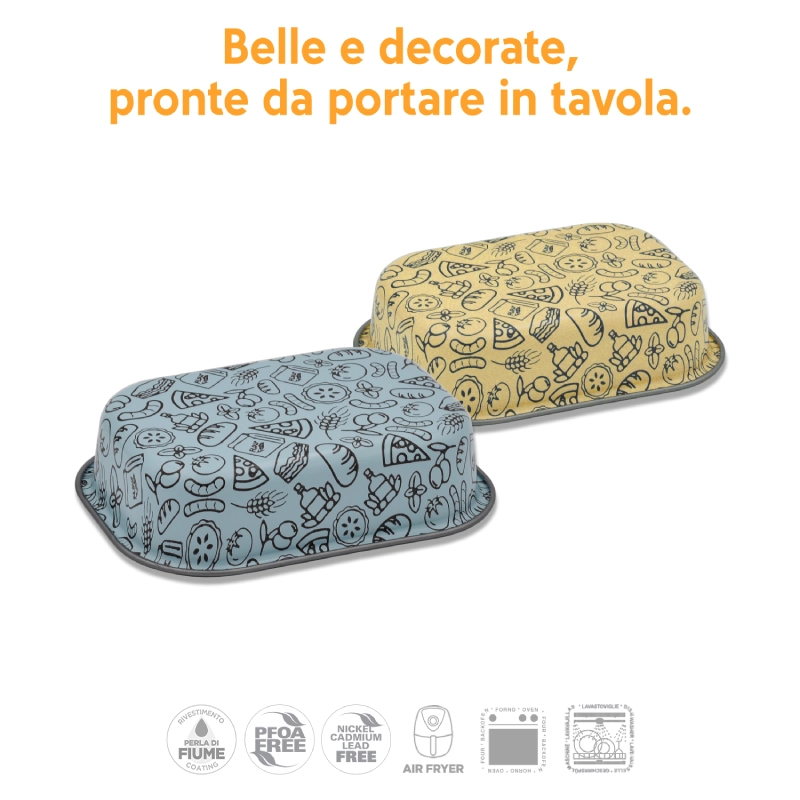Accademia Mugnano AirFry set 2 teglie friggitrice aria rettangolari