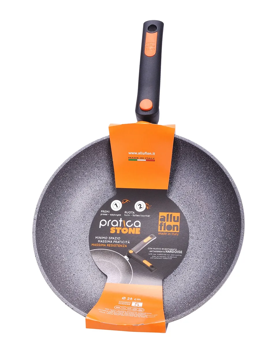 Alluflon Pratica Stone Wok 28 cm Alluminio Grigio